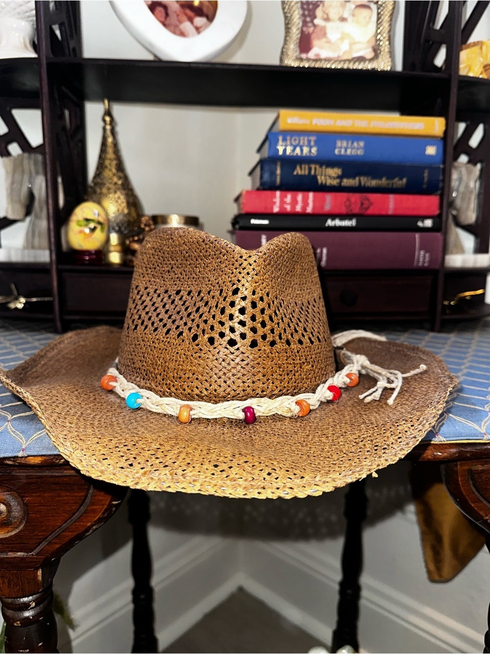 Harley-Davidson Brown Straw western hat  with Beaded Rope
